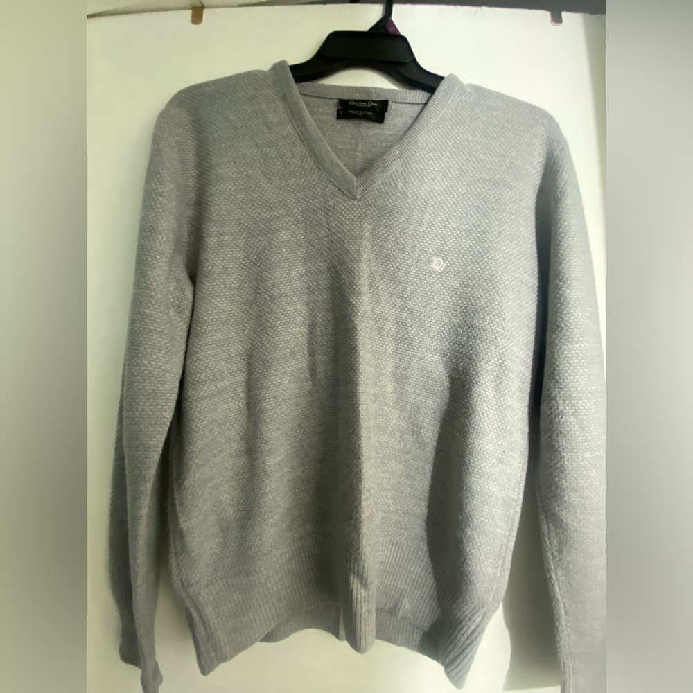Dior Light Gray V-Neck Sweater